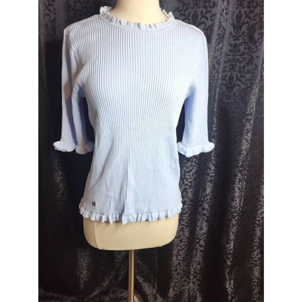 Lauren Ralph Lauren | Blue Scalloped Edge Blouse